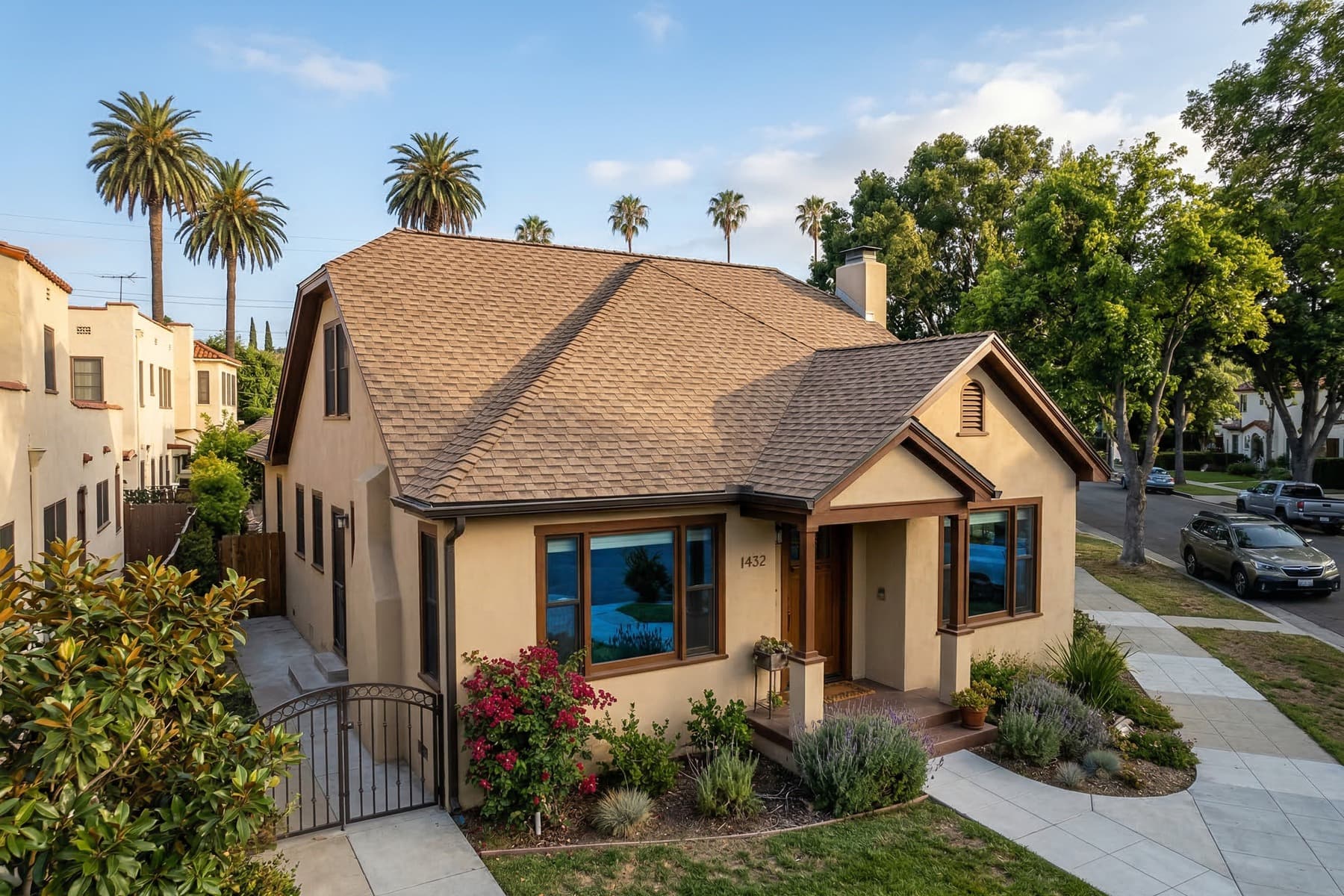 Finished roof in a Los Angeles neighborhood